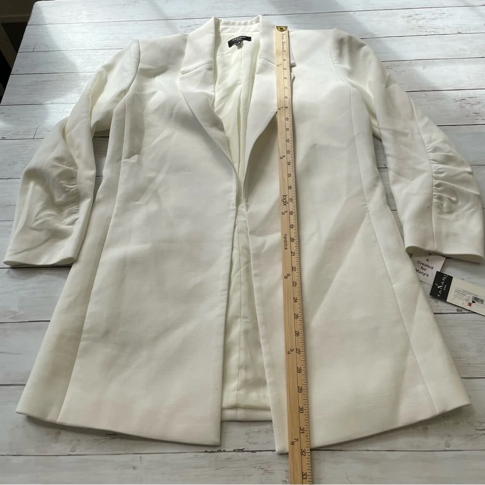 Tahari Asl Ruched Sleeve White Women Blazer Size 2 - Picture 7 of 11
